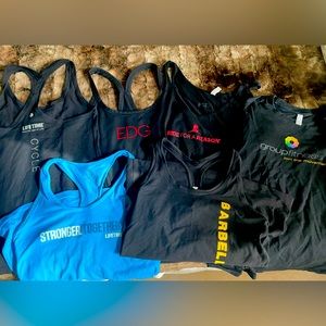 Lot of 6 M Lululemon(3), 90 Degree(1), Bella(1) tanks/T branded LifeTime Fitness